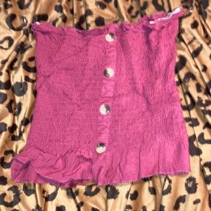 Pink button down tube top